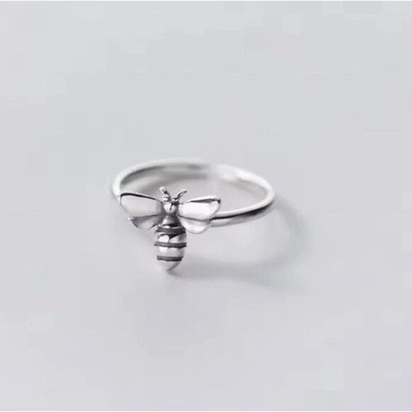 925 Sterling Silver Bumble Bee Ring Adjustable Symbol Of Wisdom Birth & Rebirth - Picture 4 of 9